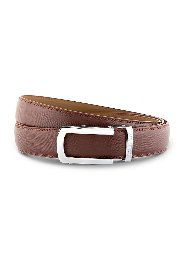 Vellano Brown Leather Belt With Buckle by HALDEN