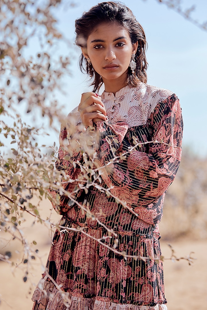Multi-Colored Georgette & Lurex Top by Hemant and Nandita at Pernia's Pop Up Shop
