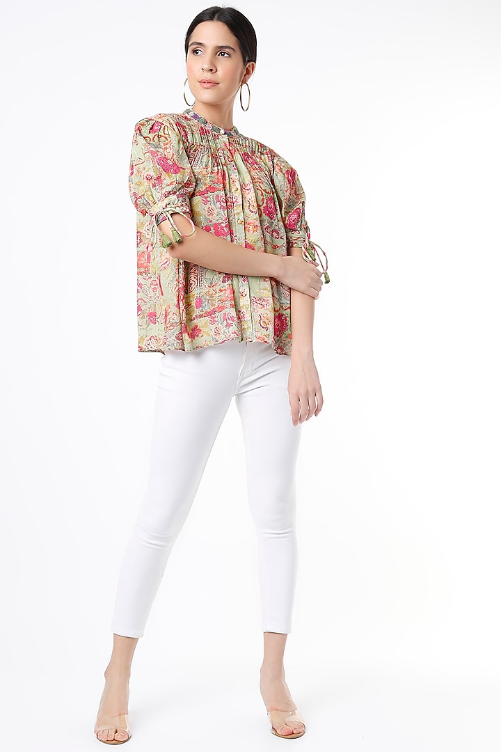 Mint Printed Top by Hemant and Nandita