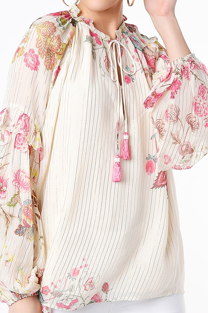 White Striped Top by Hemant and Nandita at Pernia's Pop Up Shop
