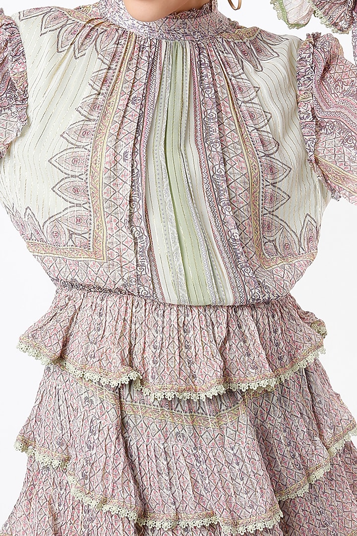 Green & Brown Striped Vacation Dress by Hemant and Nandita at Pernia's Pop Up Shop