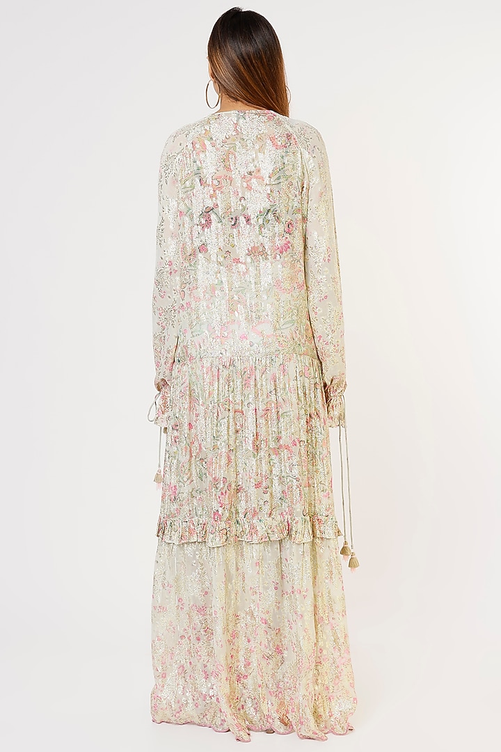 Pale Mint Printed Kaftan by Hemant and Nandita at Pernia's Pop Up Shop