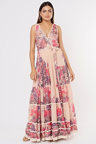 Multi-Colored Viscose Dress by Hemant and Nandita