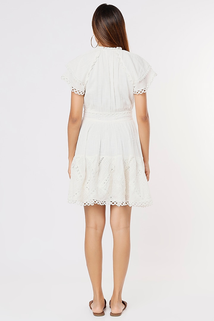 White Cotton Vacation Dress by Hemant and Nandita at Pernia's Pop Up Shop