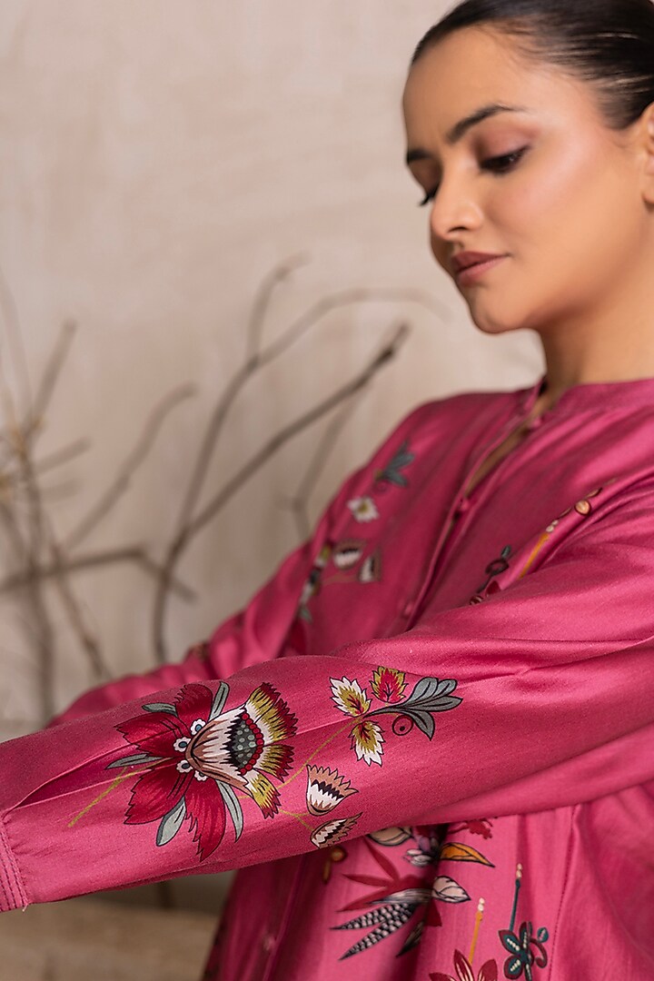 Old Rose Silk Digital Printed Tunic Set by Haute Mess at Pernia's Pop Up Shop