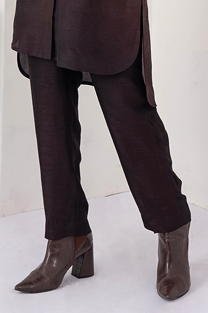Brown Viscose Dupion Digital Printed Tunic Set by Haute Mess at Pernia's Pop Up Shop
