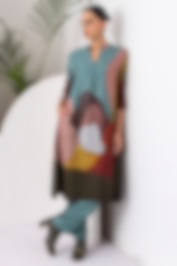 Multi-Colored Viscose Dupion Digital Printed Tunic Set by Haute Mess at Pernia's Pop Up Shop