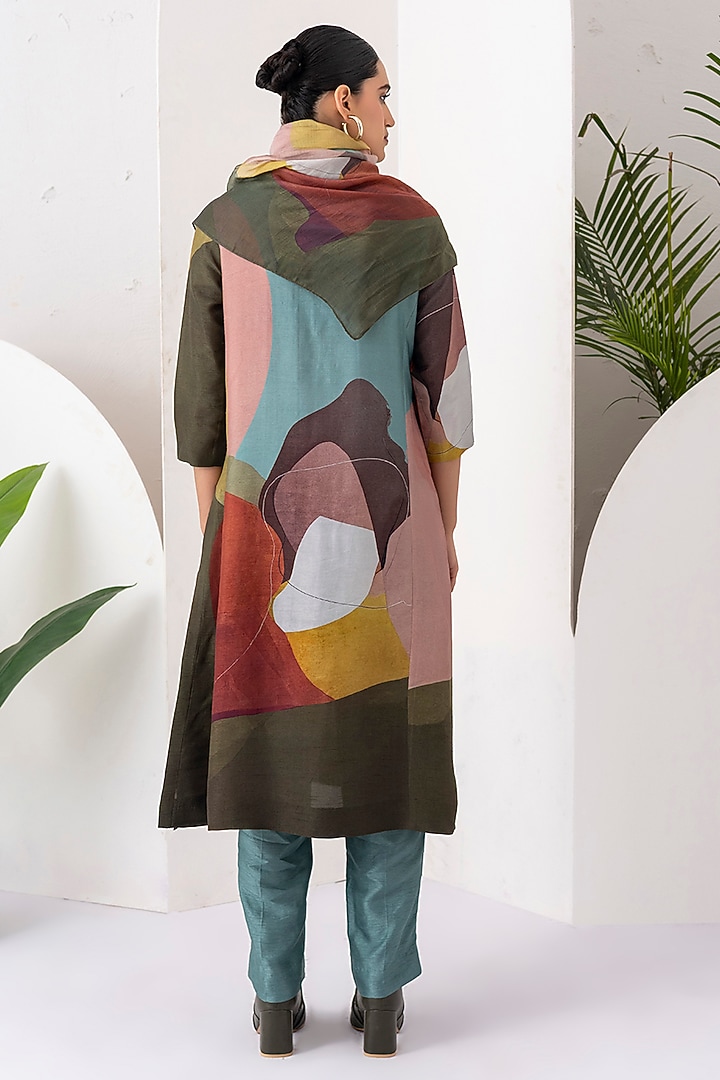 Multi-Colored Viscose Dupion Digital Printed Tunic Set by Haute Mess at Pernia's Pop Up Shop