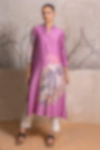 Lavender Silk Chanderi Digital Printed Tunic Set by Haute Mess at Pernia's Pop Up Shop