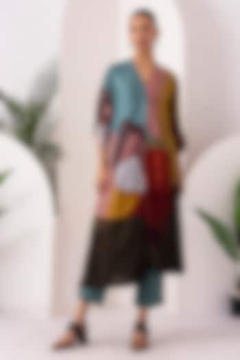 Multi-Coloured Viscose Dupion Digital Printed Kaftan Set by Haute Mess at Pernia's Pop Up Shop