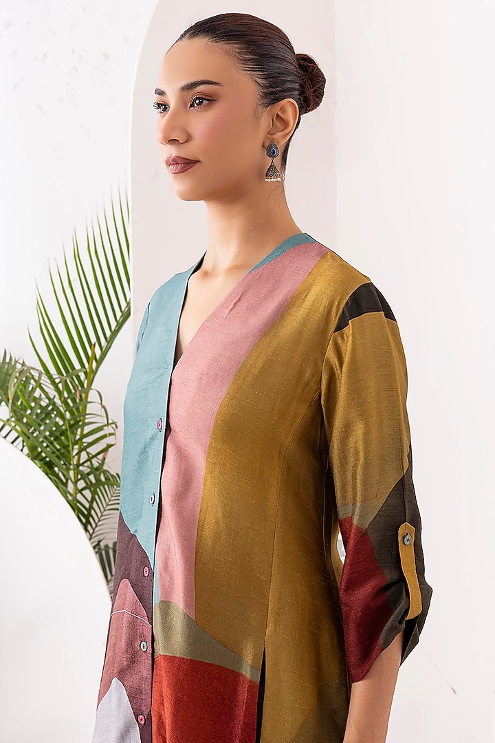 Multi-Coloured Viscose Dupion Digital Printed Kaftan Set by Haute Mess at Pernia's Pop Up Shop