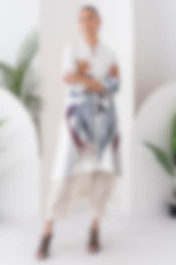 Ivory Silk Chanderi Digital Printed Jacket Set by Haute Mess at Pernia's Pop Up Shop