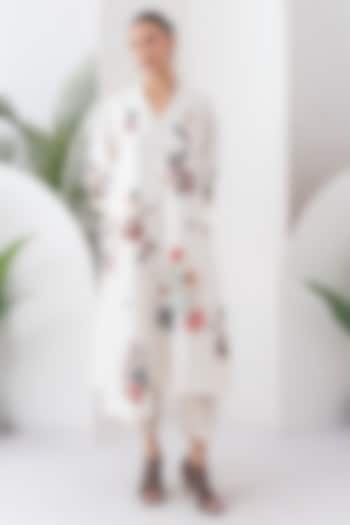 Ivory Silk Chanderi Printed High-Low Tunic Set by Haute Mess at Pernia's Pop Up Shop
