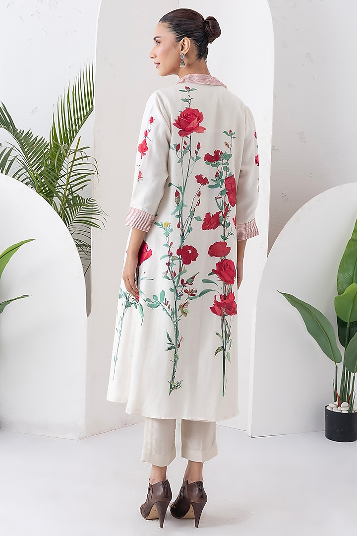 Ivory Silk Chanderi Digital Printed Tunic Set by Haute Mess at Pernia's Pop Up Shop