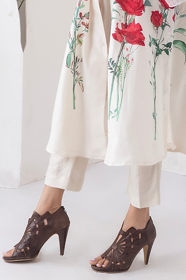 Ivory Silk Chanderi Digital Printed Tunic Set by Haute Mess at Pernia's Pop Up Shop
