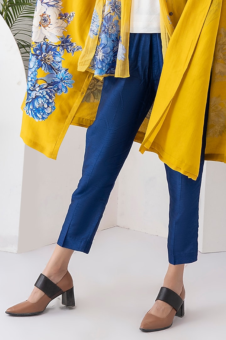 Yellow Silk Chanderi Digital Printed Tunic Set by Haute Mess at Pernia's Pop Up Shop