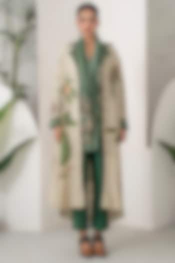 Beige Silk Chanderi Printed Tunic Set by Haute Mess at Pernia's Pop Up Shop
