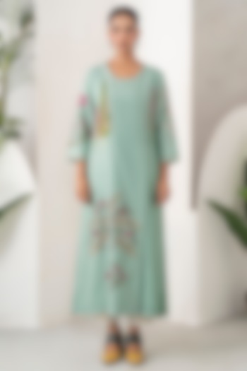 Mint Silk Chanderi Printed Tunic Set by Haute Mess at Pernia's Pop Up Shop
