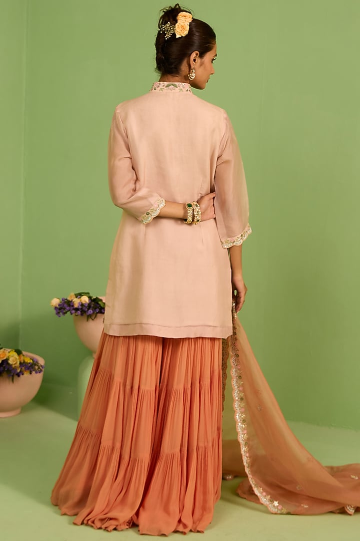 Peach Organza Gota Patti Hand Embroidered Kurta Set by House of Armuse at Pernia's Pop Up Shop