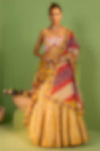 Yellow Banarasi Silk Gota Patti & Sequins Work Wedding Lehenga Set by House of Armuse at Pernia's Pop Up Shop