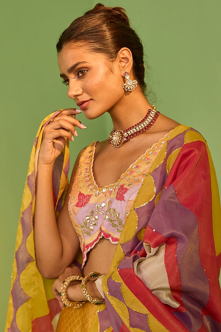 Yellow Banarasi Silk Gota Patti & Sequins Work Wedding Lehenga Set by House of Armuse at Pernia's Pop Up Shop