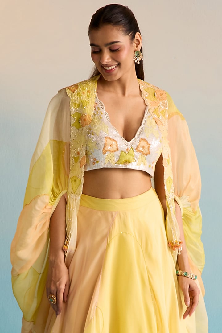 Yellow Organza Cape Set by House of Armuse at Pernia's Pop Up Shop