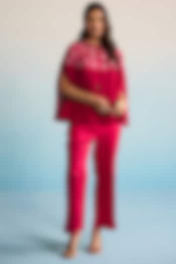 Hot Pink Chiffon & Organza Cutdana Work Co-Ord Set by House of Armuse at Pernia's Pop Up Shop