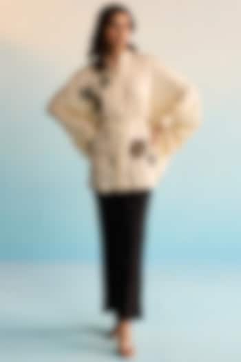 Beige & Black Silk Patchwork Co-Ord Set by House of Armuse at Pernia's Pop Up Shop