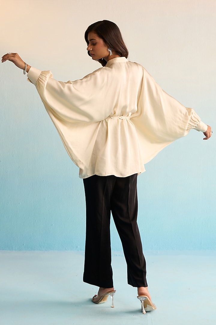 Beige & Black Silk Patchwork Co-Ord Set by House of Armuse at Pernia's Pop Up Shop