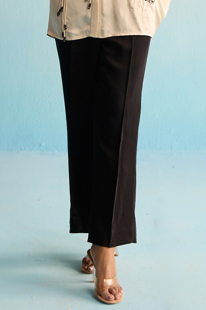 Beige & Black Silk Patchwork Co-Ord Set by House of Armuse at Pernia's Pop Up Shop