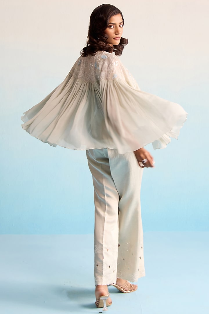 Ice Blue Georgette Cutdana & Sequins Work Co-Ord Set by House of Armuse at Pernia's Pop Up Shop