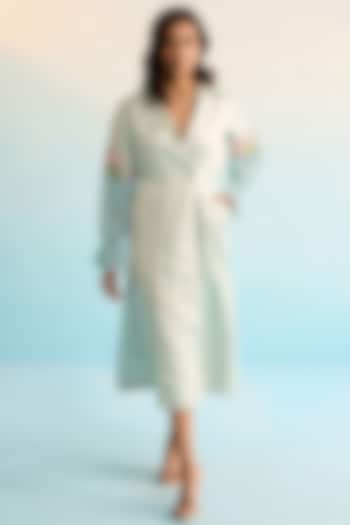 Ice Blue Neoprene Hand Painted Vacation Dress by House of Armuse at Pernia's Pop Up Shop