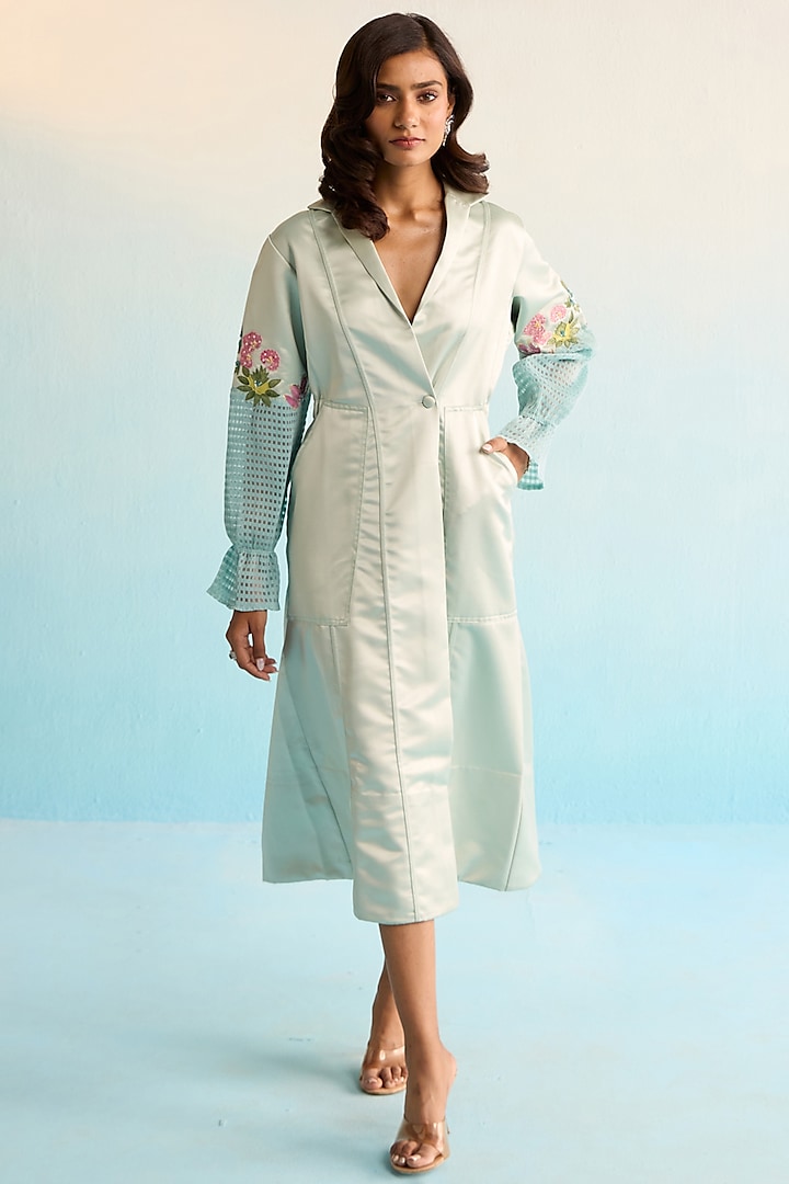 Ice Blue Neoprene Hand Painted Vacation Dress by House of Armuse at Pernia's Pop Up Shop