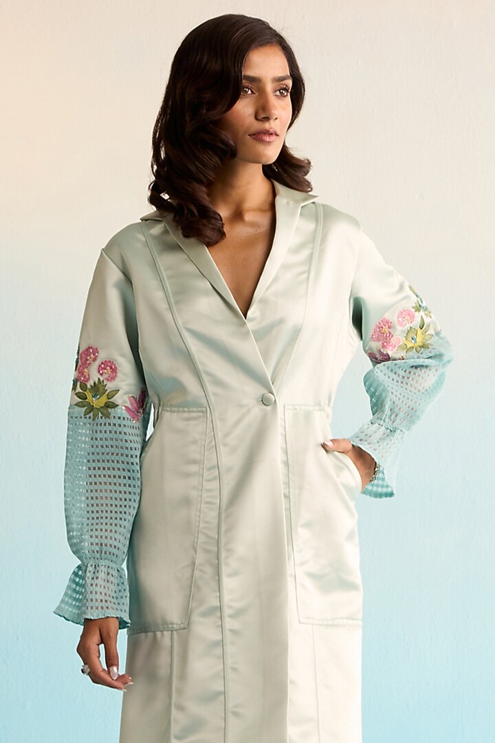 Ice Blue Neoprene Hand Painted Vacation Dress by House of Armuse at Pernia's Pop Up Shop