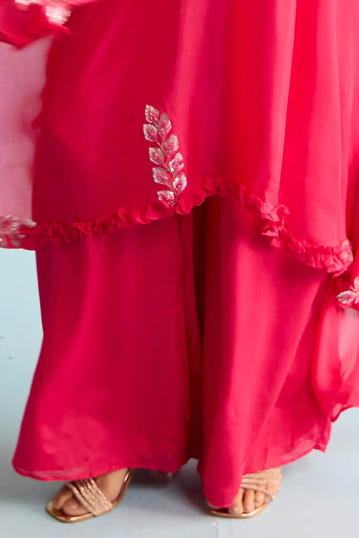 Hot Pink Rayon Crush Sequins Work Kaftan Set by House of Armuse at Pernia's Pop Up Shop