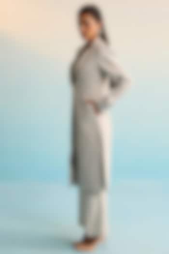 Grey Neoprene Applique Work Jacket Set by House of Armuse at Pernia's Pop Up Shop