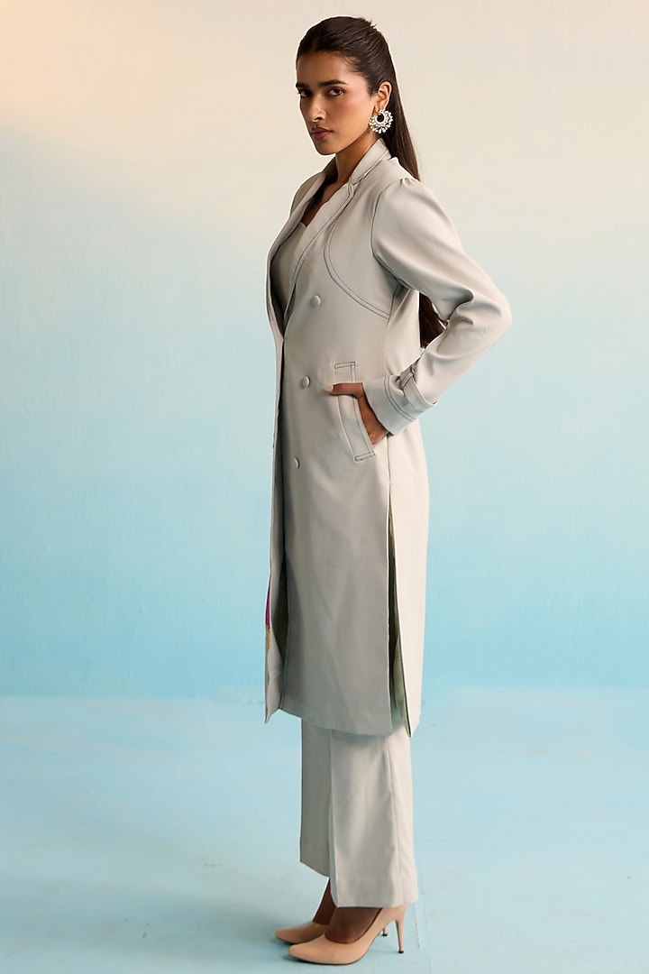 Grey Neoprene Applique Work Jacket Set by House of Armuse at Pernia's Pop Up Shop