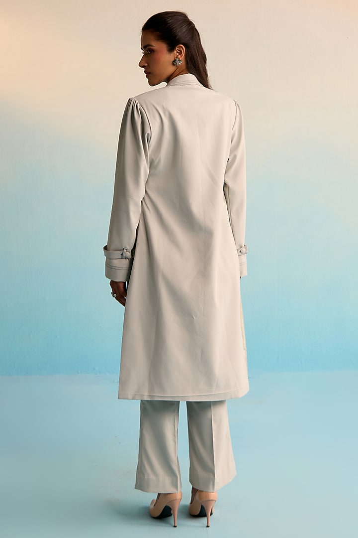 Grey Neoprene Applique Work Jacket Set by House of Armuse at Pernia's Pop Up Shop