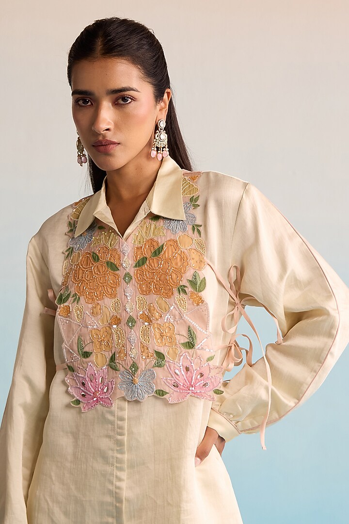Lemon Yellow Modal Silk Cutdana Work Co-Ord Set by House of Armuse at Pernia's Pop Up Shop