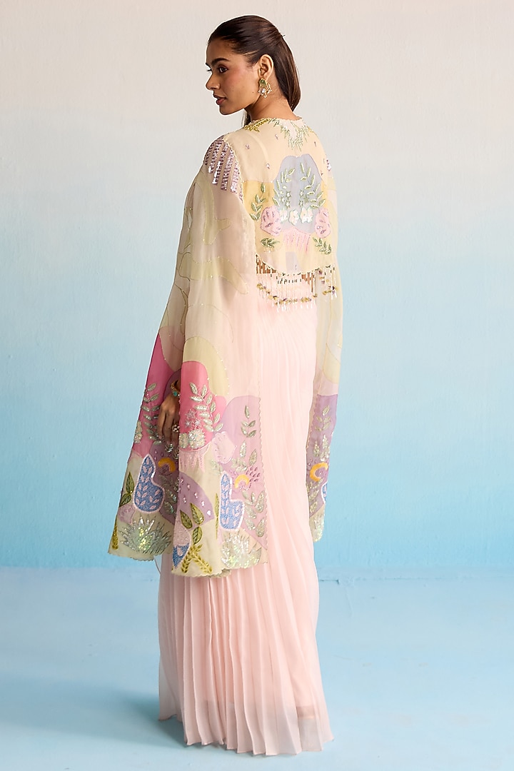 Blush Pink Shimmer Organza Skirt Set by House of Armuse at Pernia's Pop Up Shop