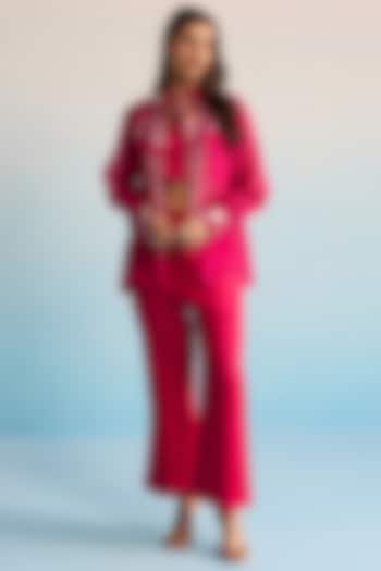 Pink Organza & Linen Silk Handpainted Co-Ord Set by House of Armuse at Pernia's Pop Up Shop