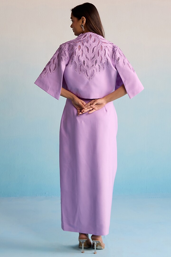 Lilac Neoprene Bead Embellished Jacket Set by House of Armuse at Pernia's Pop Up Shop