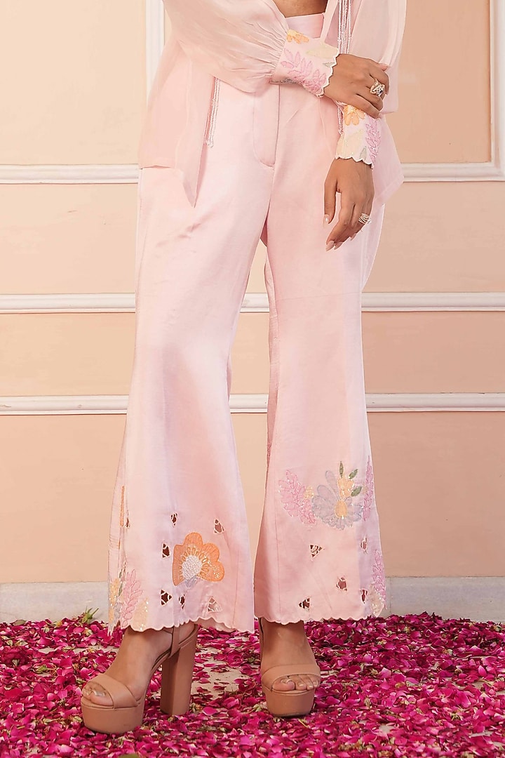 Blush Pink Organza Hand Painted Co-Ord Set by House of Armuse at Pernia's Pop Up Shop