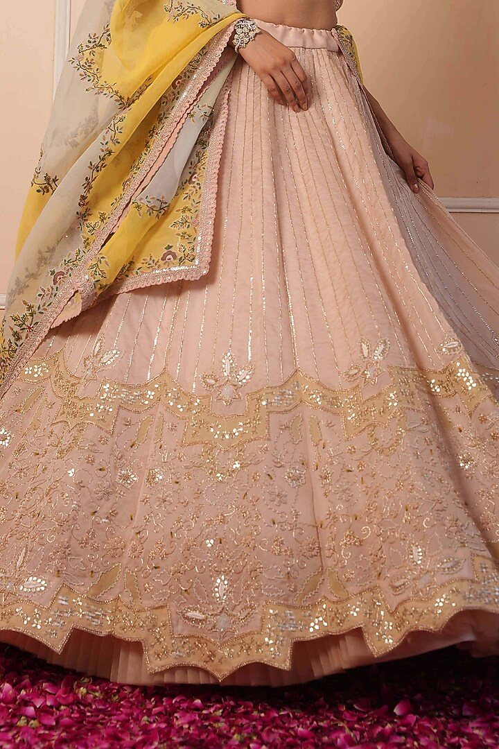 Pink Organza Zardosi Hand Embroidered Bridal Lehenga Set by House of Armuse at Pernia's Pop Up Shop