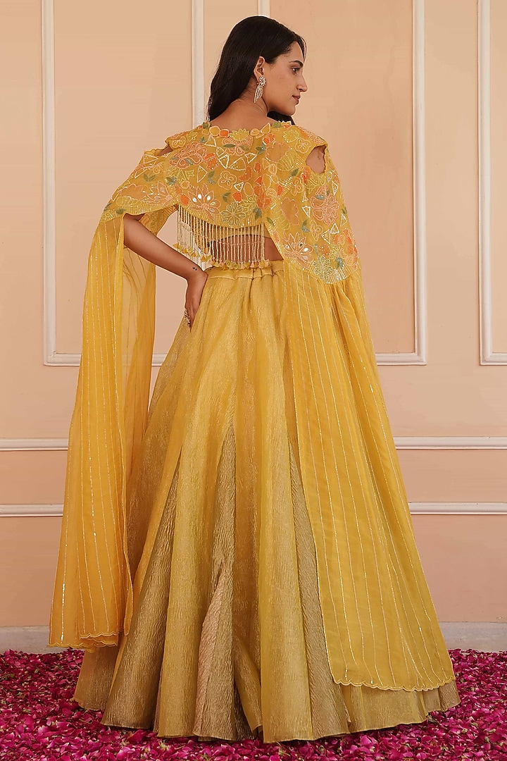Lemon Yellow Tissue & Organza Wedding Lehenga Set by House of Armuse at Pernia's Pop Up Shop