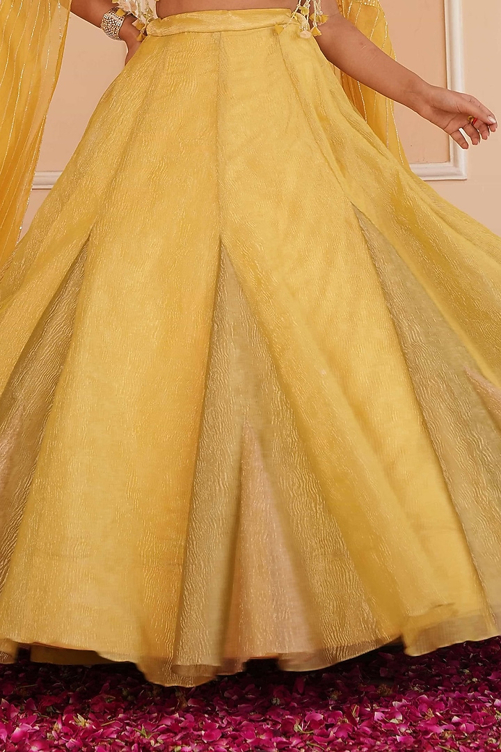 Lemon Yellow Tissue & Organza Wedding Lehenga Set by House of Armuse at Pernia's Pop Up Shop
