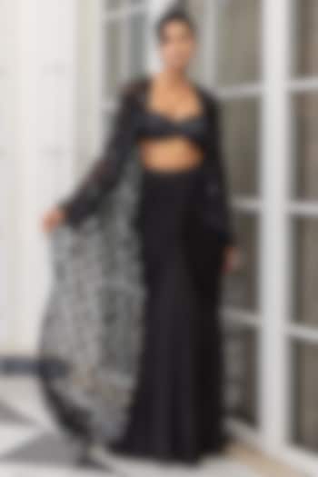 Black Satin Skirt Set by House of Armuse at Pernia's Pop Up Shop