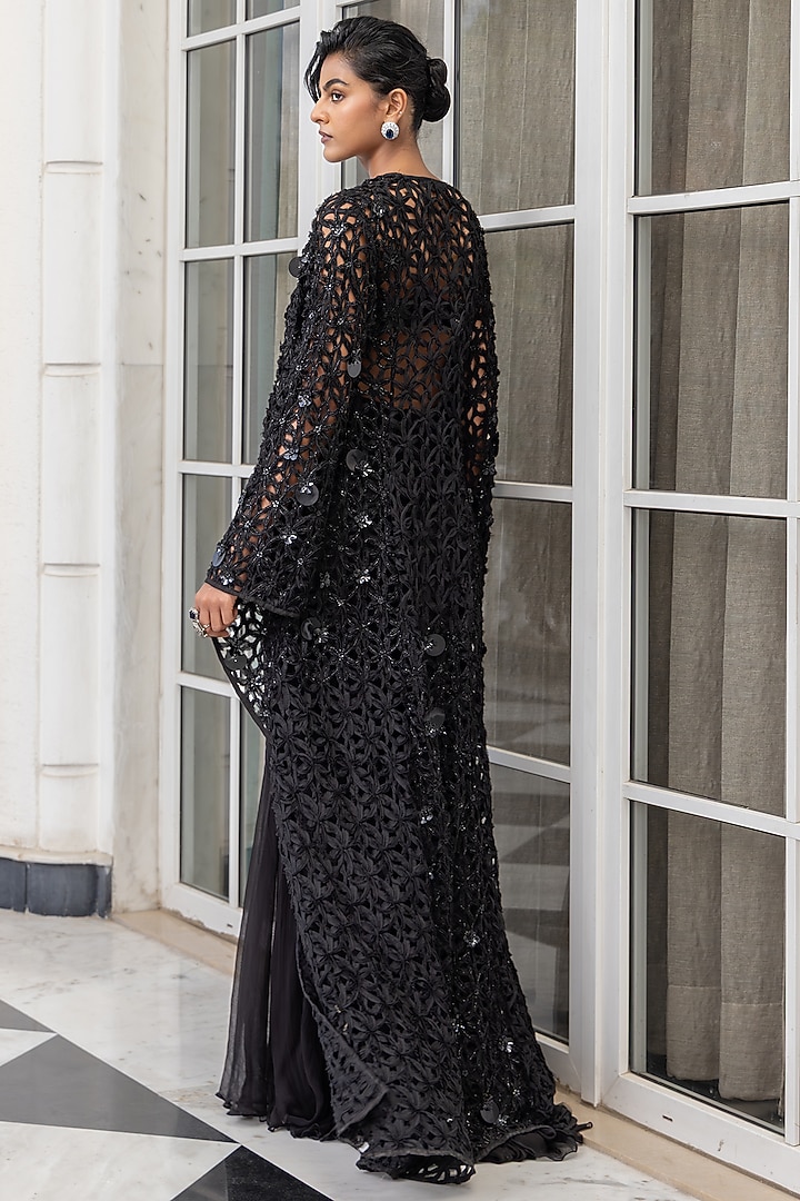 Black Satin Skirt Set by House of Armuse at Pernia's Pop Up Shop