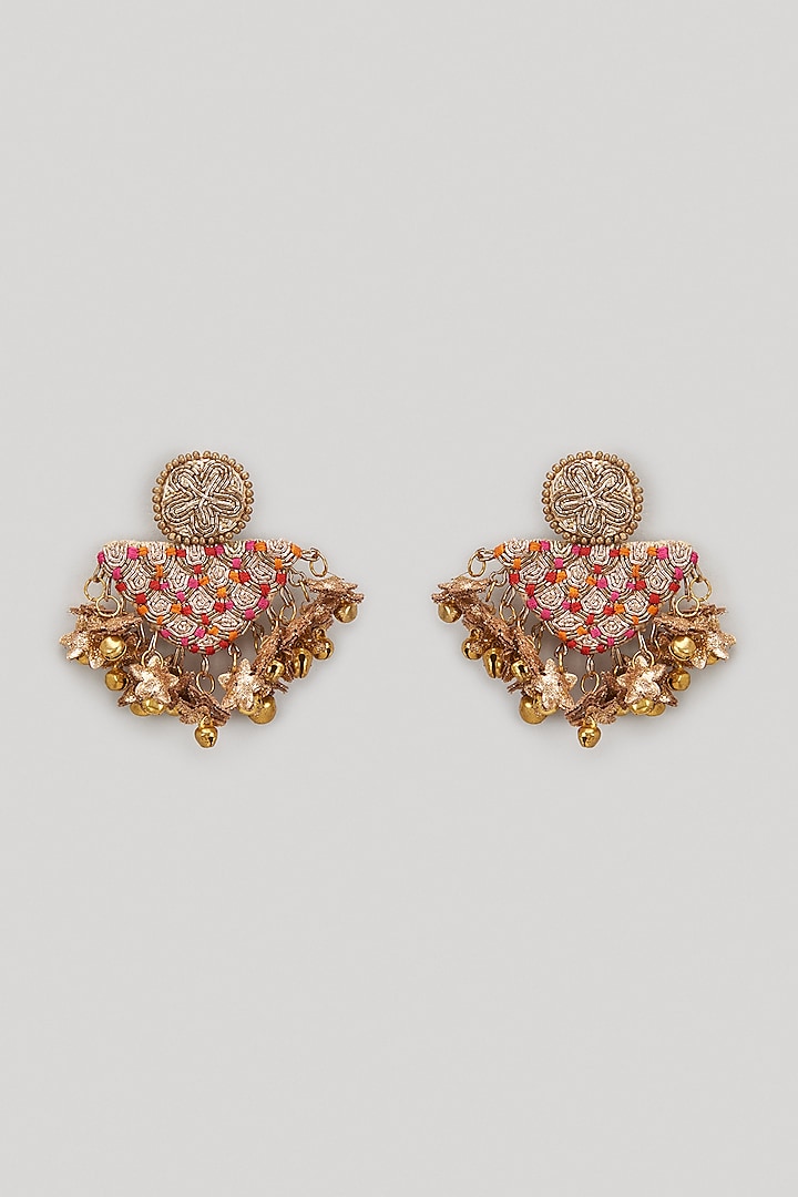 Dabka & Resham Hand Embroidered Dangler Earrings by Hanom