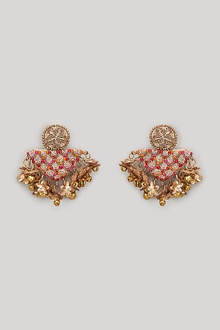 Dabka & Resham Hand Embroidered Dangler Earrings by Hanom